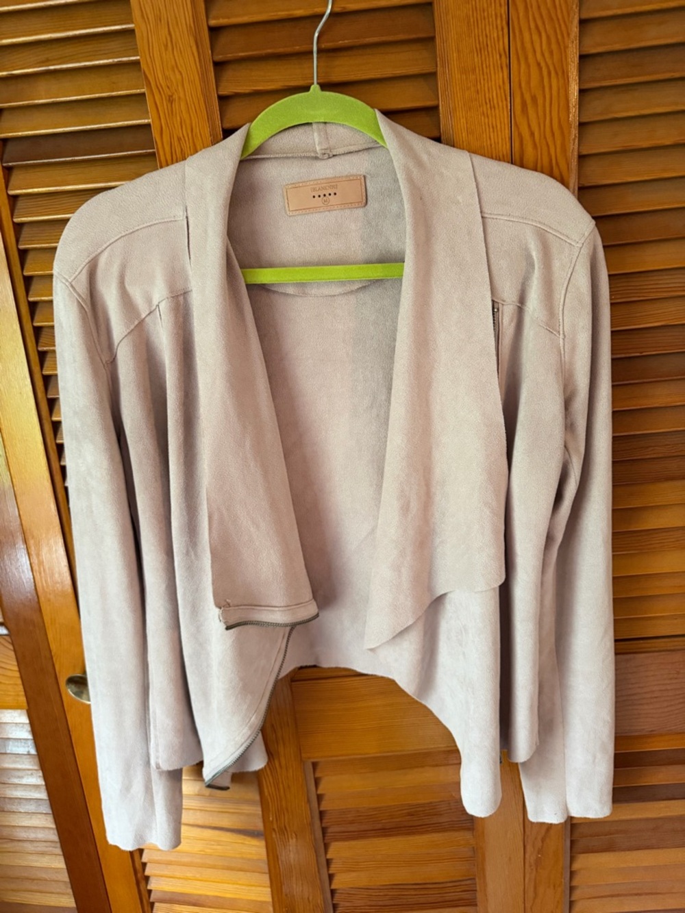 Blank NYC Tan Light Pink Suede-Look Zip Jacket size M